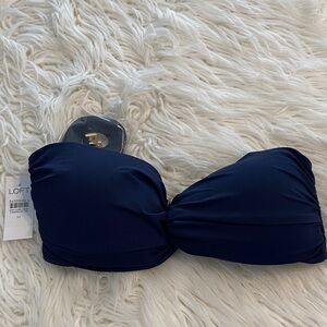 LOFT Dark Blue Strapless Bikini Top size M brand new